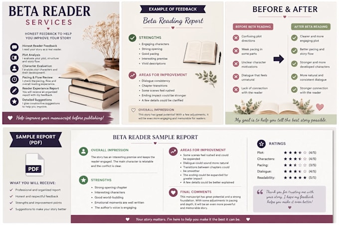 be your beta reader and give honest feedback on your writing