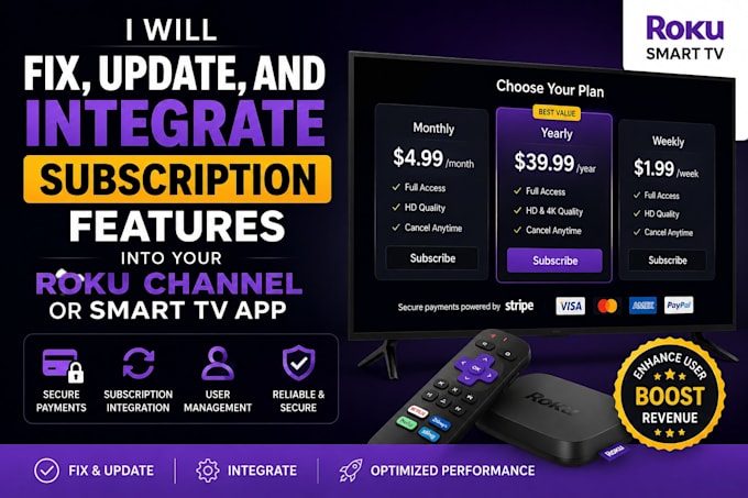 fix, update or integrate subscription features into your roku channel