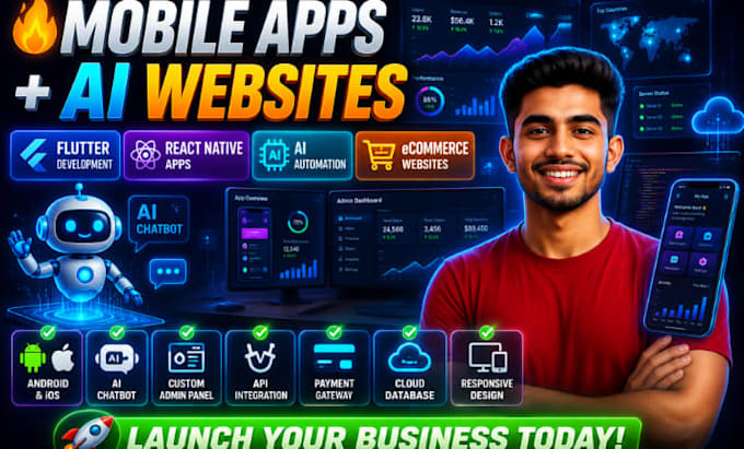 build flutter react native mobile apps and ai ecommerce websites