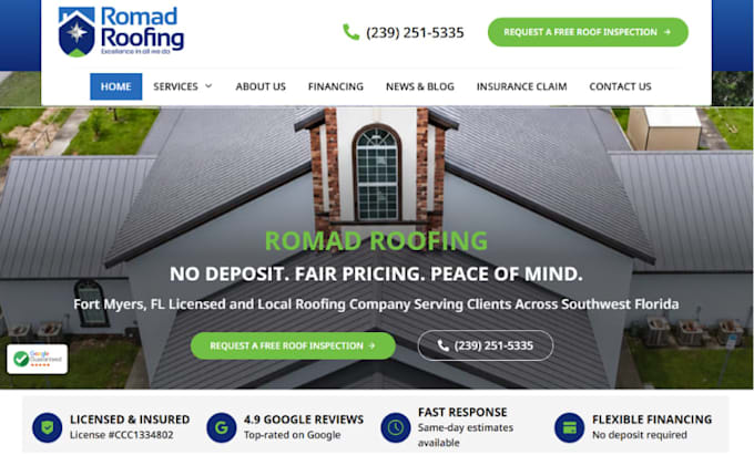 design or redesign a professional roofing contractor website