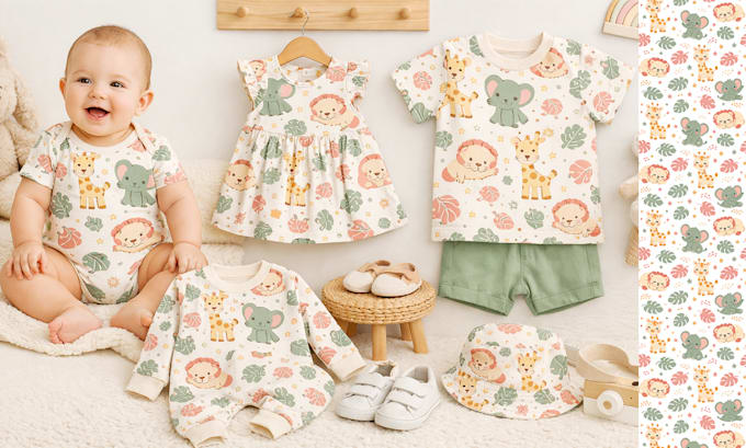 design cute seamless pattern designs for kids with animals