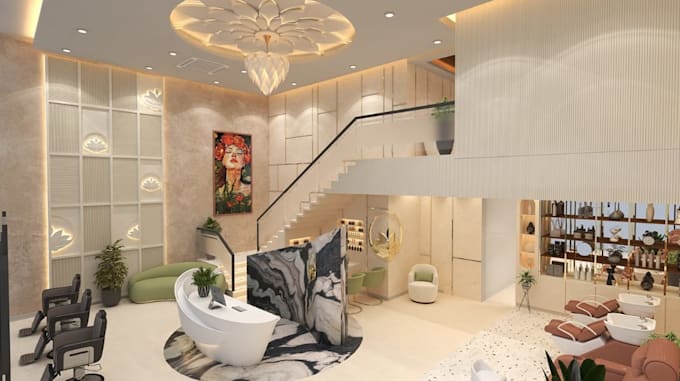 balance hospitality spa area, interior basement layout, wellness facility render