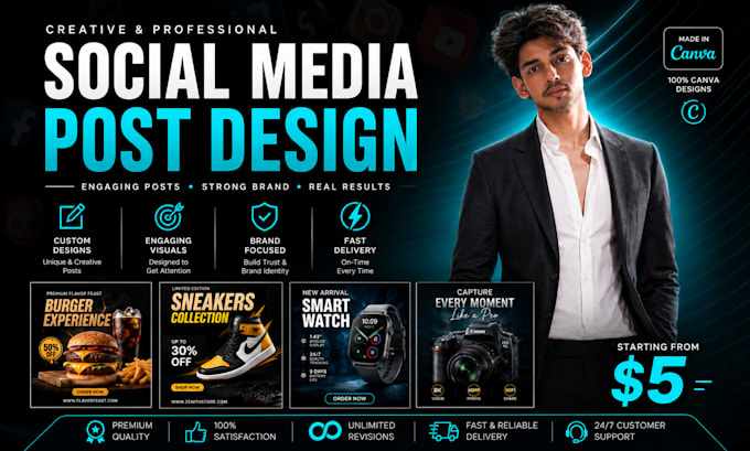 design instagram posts, facebook posts and canva templates