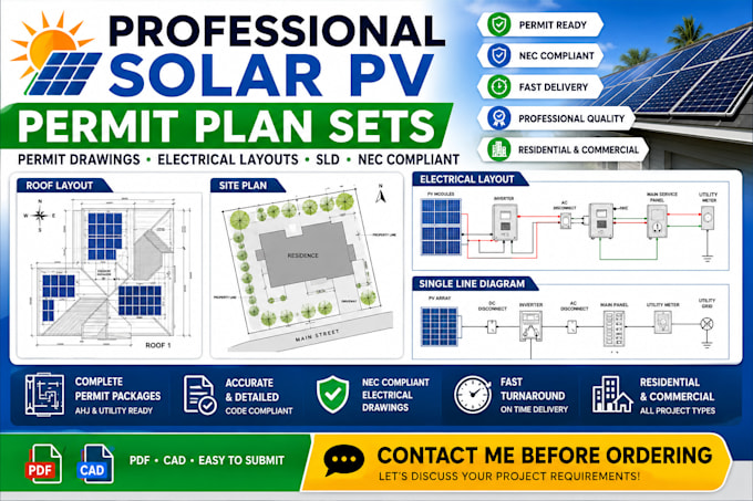 design solar pv plan sets, permit drawings and electrical layouts