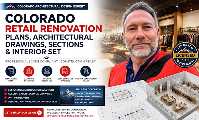 do colorado retail renovation plans architectural drawings sections interior set