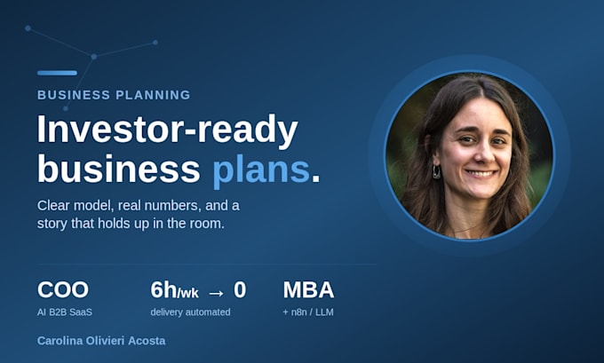 write an investor ready business plan for your startup or smb