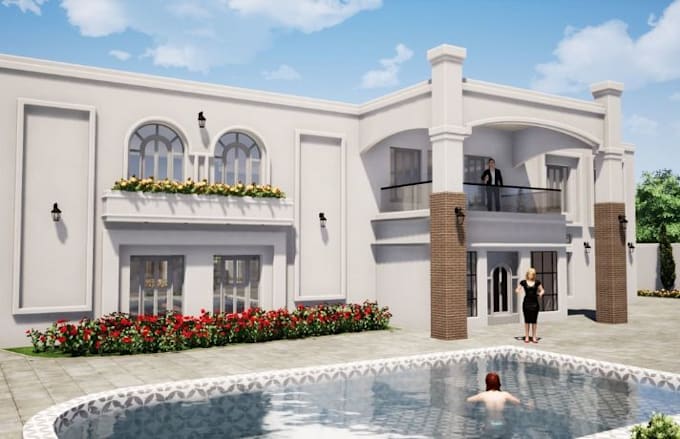 3d house exterior rendering, real estate visualization and architectural design