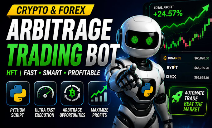 build crypto arbitrage trading robot, hft bot, forex bot using python script