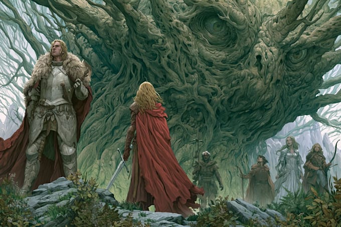 draw fantasy book cover, illustration
