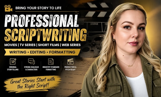 movie scriptwriting, screenplay, filmscript, tvseries, script editing formatting