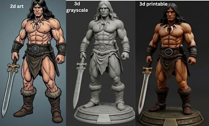 convert 2d to 3d model action figure anime figure 3d toy  stl model