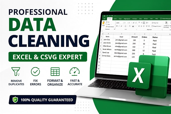 do professional data cleaning in excel and CSV files
