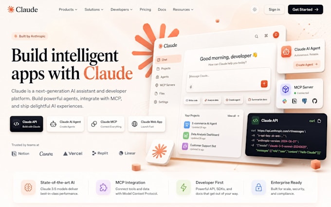 claude webpage design claude ai agent claude mcp claude webapp claude code api
