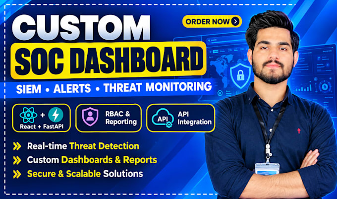 develop a custom soc dashboard and siem security monitoring platform