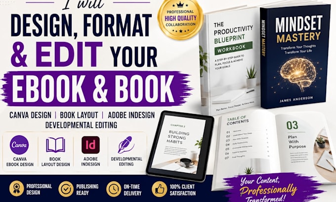 do canva ebook design layout design developmental editing adobe indesign format