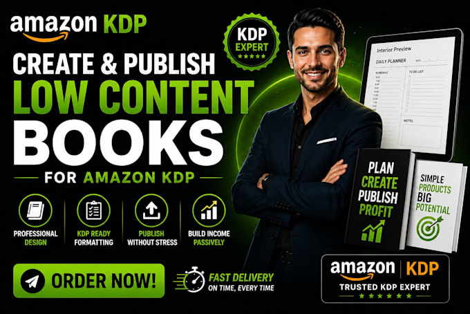 create and publish low content books for amazon KDP