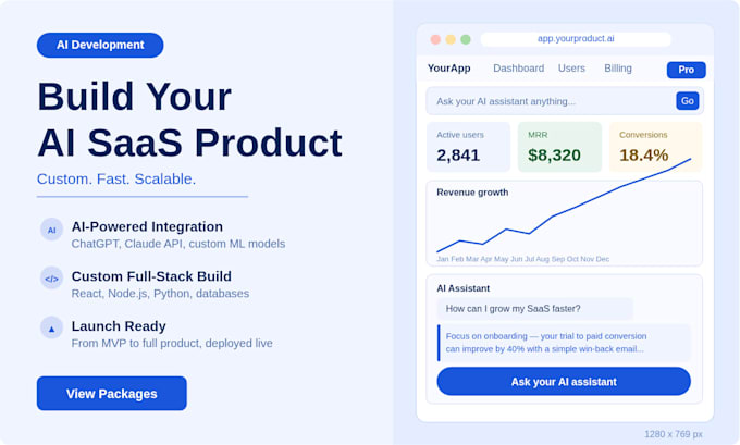 build your ai saas web app, ai website, or custom ai software