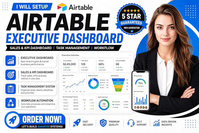 airtable executive dashboard sales kpi dashboard task management system workflow