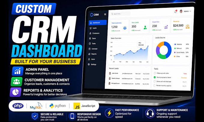 build a custom CRM dashboard or business management system