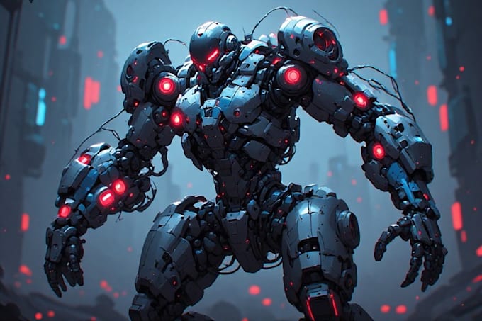 create robots of futuristic mecha concept art