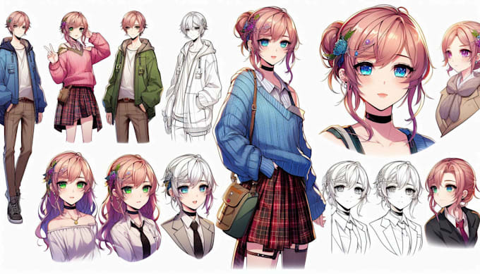 create original anime character sheet or reference for