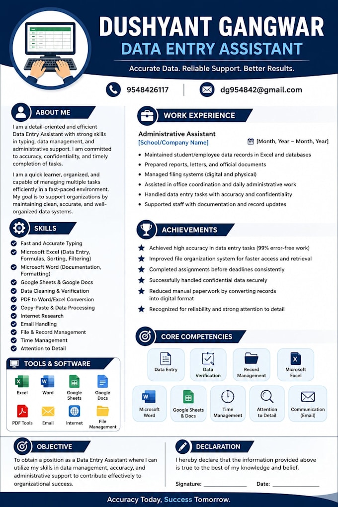 fast and accurate data entry work