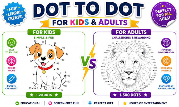 create custom dot to dot puzzle activity pages or book easy or challenging