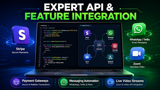 integrate stripe payment or whatsapp API into your app