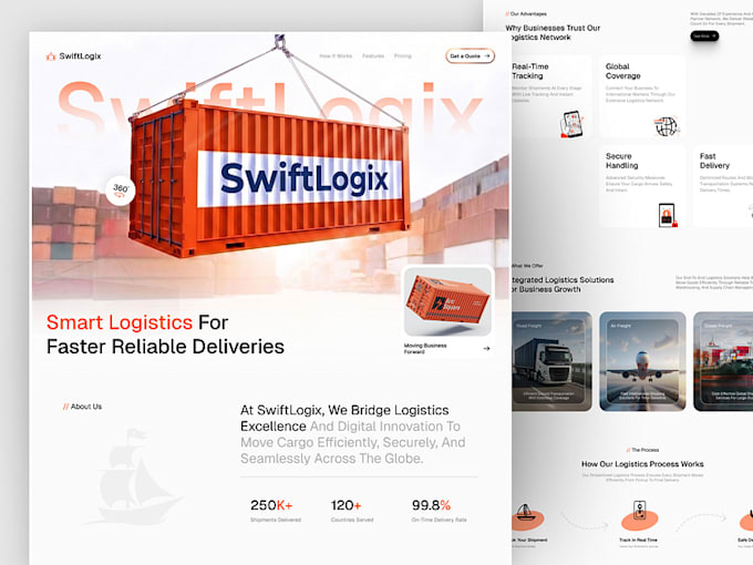 design wordpress logistics transport website trucking dispatch website