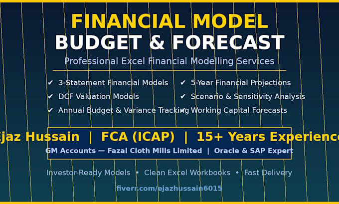 build a financial model, business valuation, budget, or forecast in excel