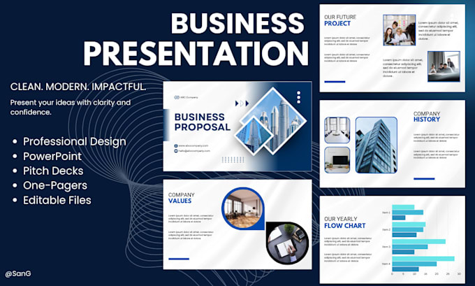 design professional presentations and one pagers