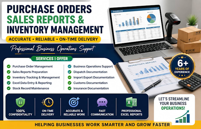 manage purchase orders, sales reports and inventory records