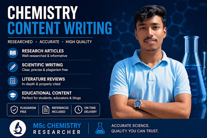 write chemistry articles, research summaries and educational content