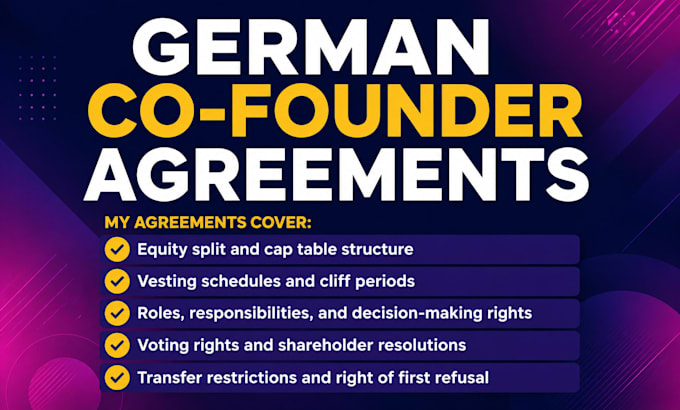 draft a founder and shareholder agreement for your german startup