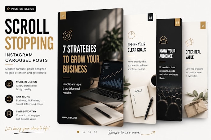design scroll stopping instagram and facebook carousel posts