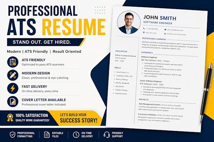 create a professional ats friendly resume and CV