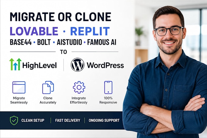 clone or migrate lovable replit base44 bolt websites to gohighlevel or wordpress
