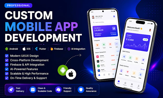 develop custom mobile app for android and ios mobile app with flutter