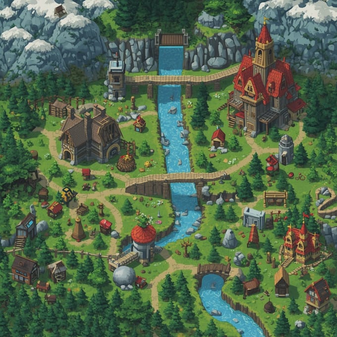 create retro pixel art tilesets, tilemaps rpg environments and platformer assets