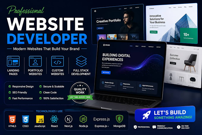 build a stunning portfolio, full stack or ecommerce website