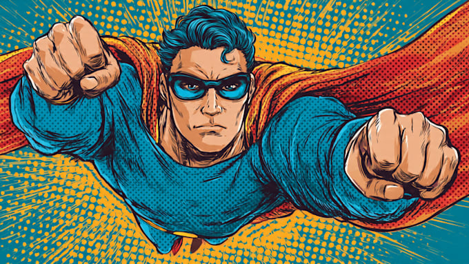 illustrate a superhero pop art portraits