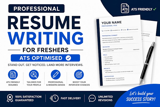 write a professional ats friendly resume for freshers