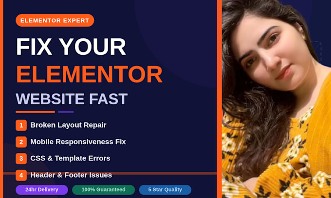fix elementor errors, broken layouts, and responsive design issues