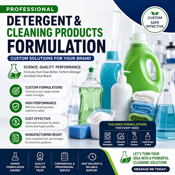 formulate detergent, laundry, dishwash and cleaning products
