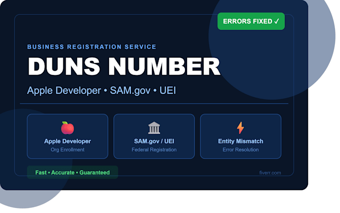 get your d u  n s number, fix apple developer or sam entity matching errors