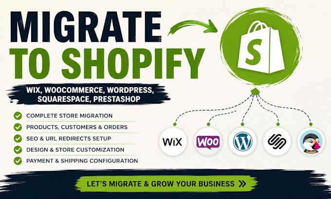 migrate wix woocommerce wordpress squarespace prestashop to shopify store