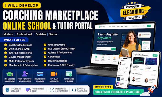 develop coaching marketplace online school and tutor portal