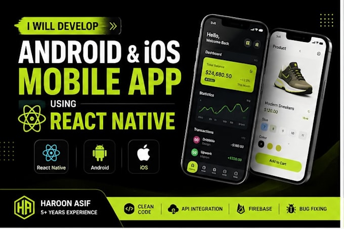 develop android and ios mobile apps using react native