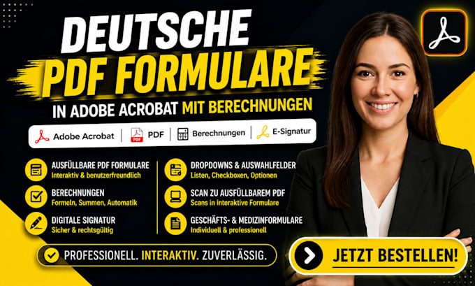 create german interactive fillable PDF forms in adobe acrobat with calculations