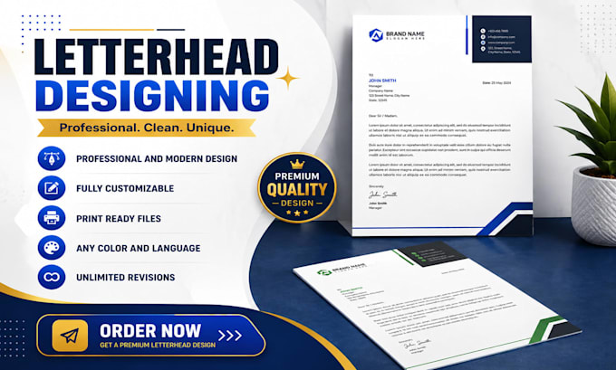 design a professional custom letterhead for your business